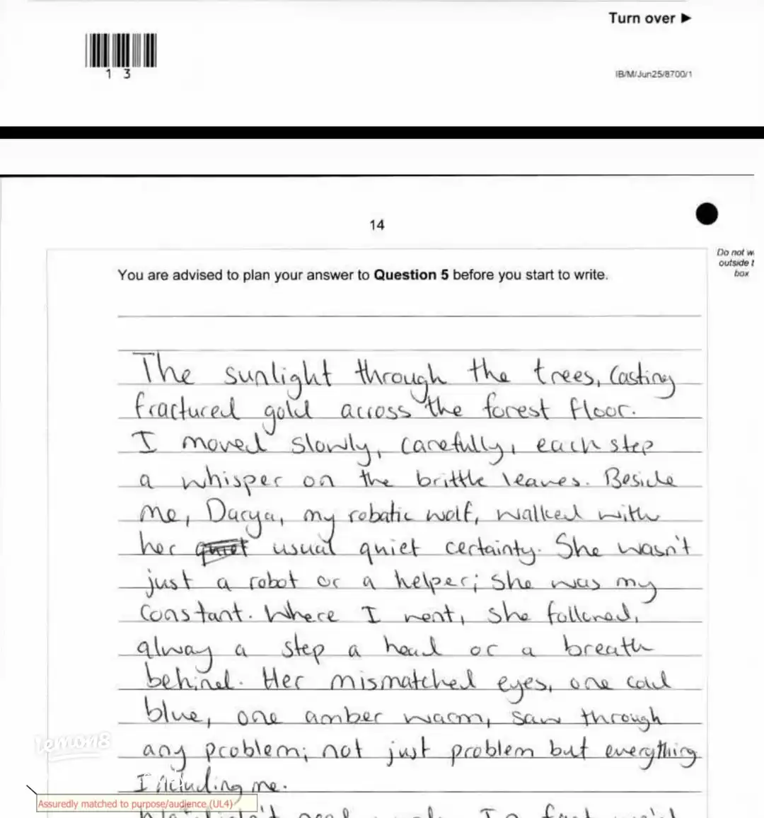 Grade 9 Question 5 English language paper 1. 's images(2)