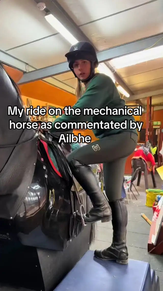First time riding a mechanical horse!