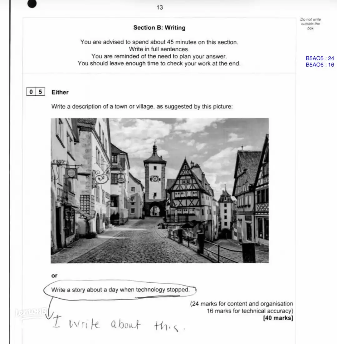 Grade 9 Question 5 English language paper 1. 's images(1)